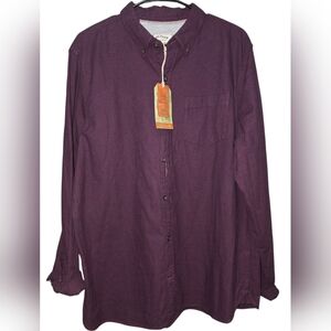 Fat Face Tadlow‎ Soft 100% Cotton Long Sleeve Button Down Shirt Burgundy Size XL